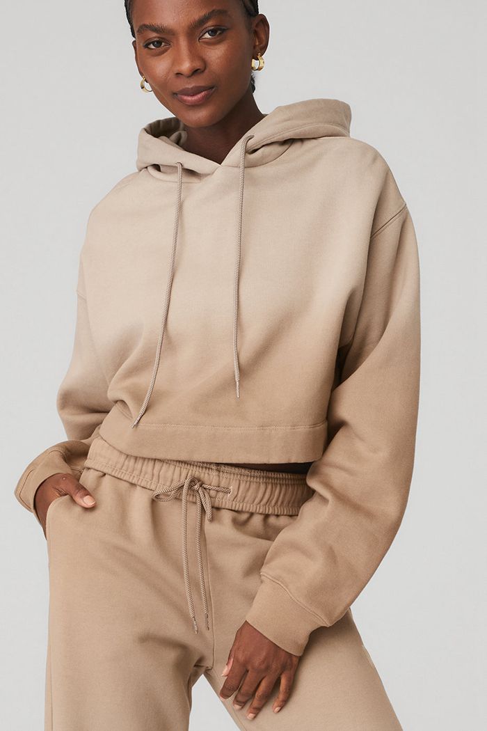 Beige Alo Yoga Ombre Bae Women's Hoodie | 10659OJXB