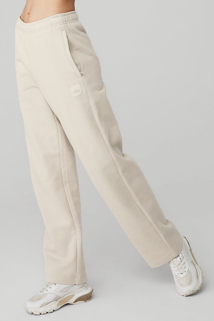 Beige Alo Yoga Renown Sweat Women's Pants | 46357BUDR