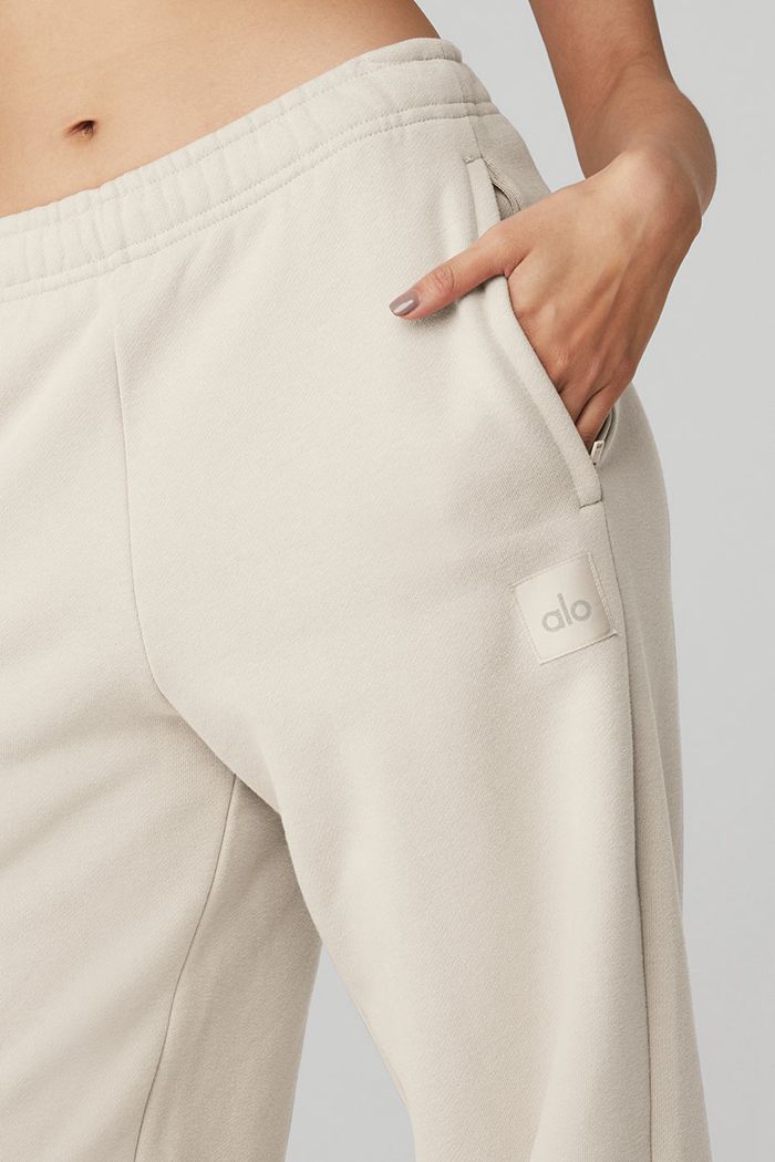 Beige Alo Yoga Renown Sweat Women's Pants | 46357BUDR