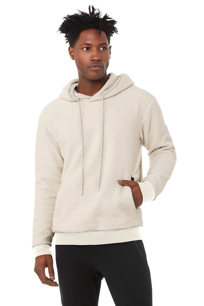 Beige Alo Yoga Sherpa Men's Hoodie | 35802FWXM