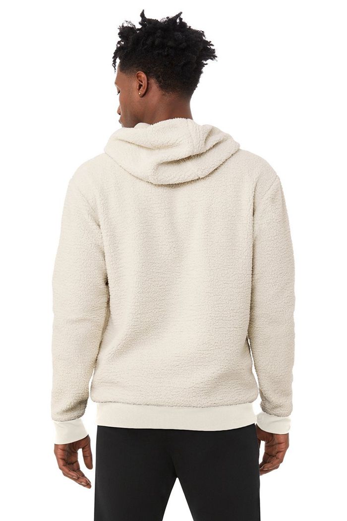 Beige Alo Yoga Sherpa Men's Hoodie | 35802FWXM