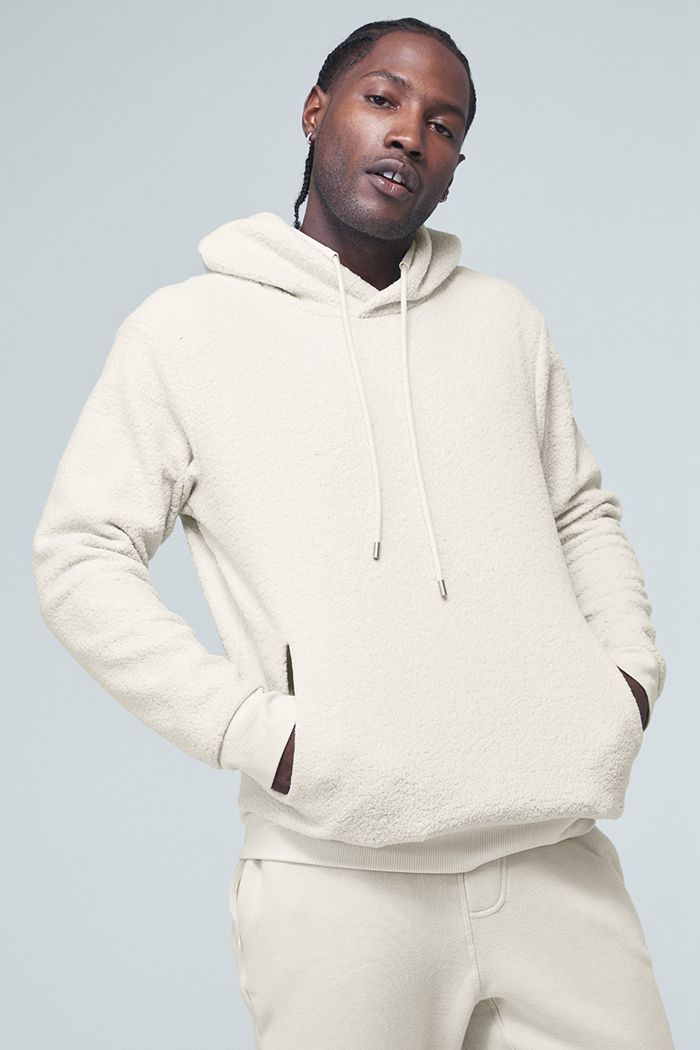 Beige Alo Yoga Sherpa Men's Hoodie | 35802FWXM