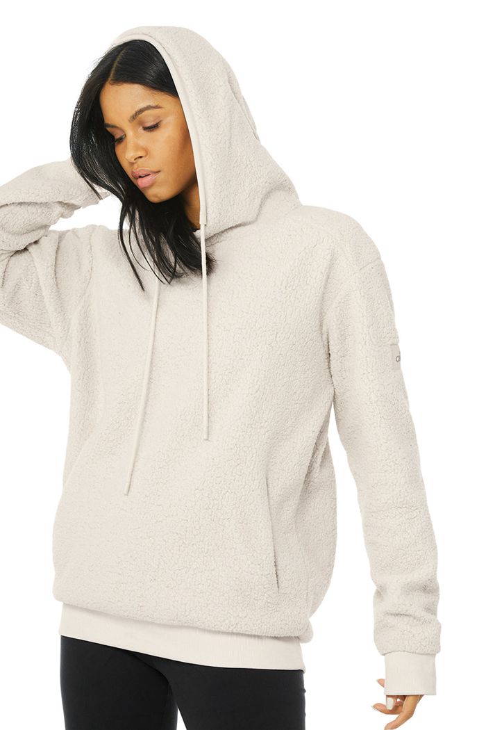 Beige Alo Yoga Sherpa Women's Hoodie | 48176TCBW