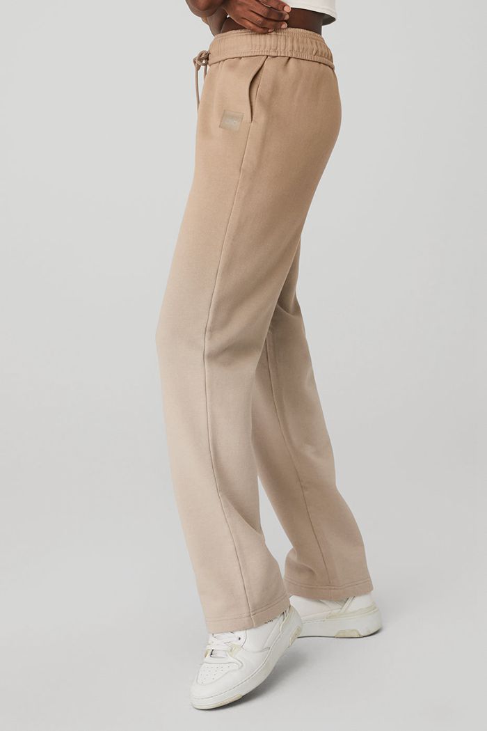 Beige Alo Yoga Straight Leg Ombre Sweat Women's Pants | 67298CUHN