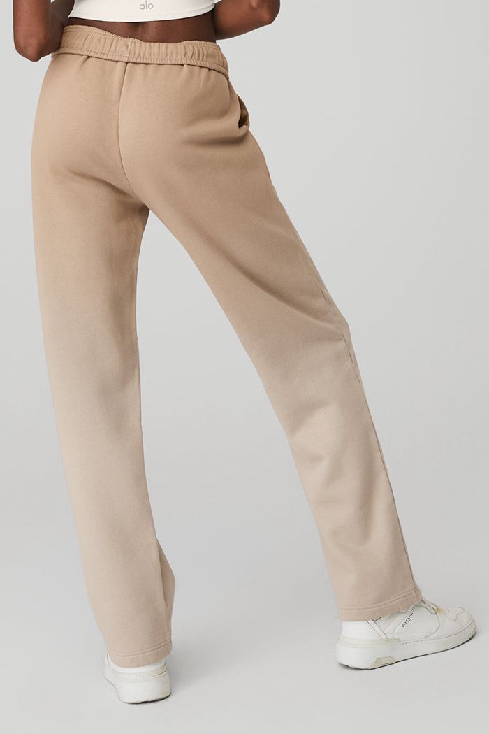 Beige Alo Yoga Straight Leg Ombre Sweat Women's Pants | 67298CUHN