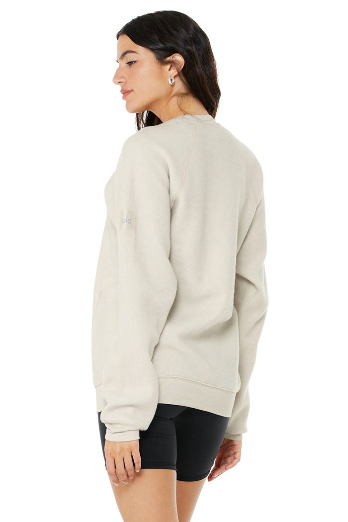 Beige Alo Yoga Triumph Crew Neck Sweatshirt Women's Long Sleeve | 17384JMSQ