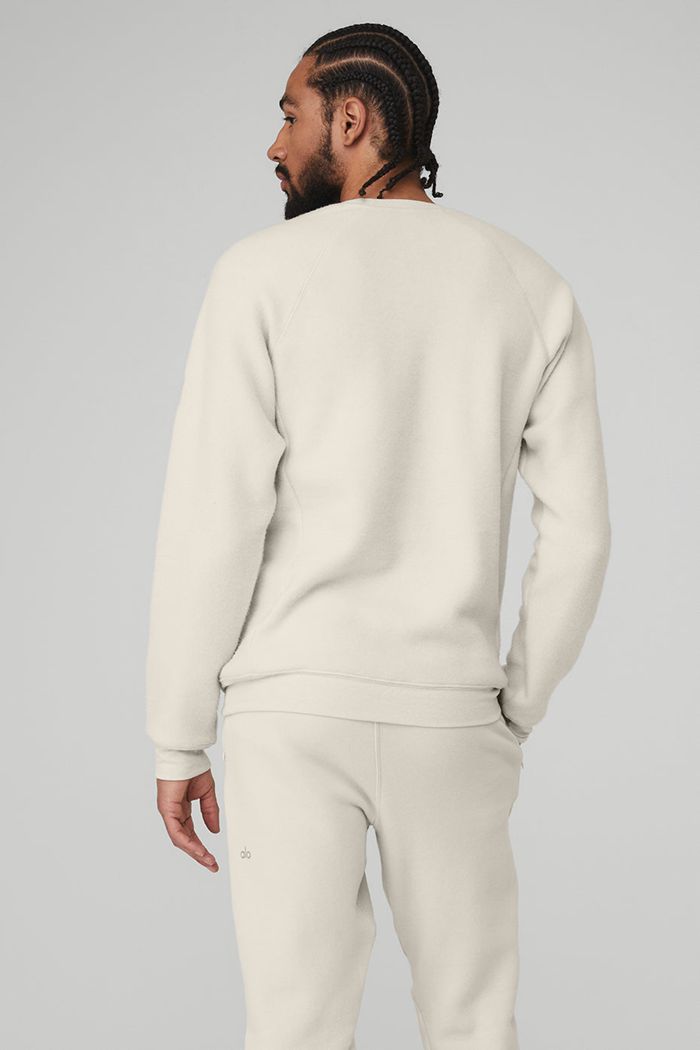 Beige Alo Yoga Triumph Crew Neck Sweatshirt Men's Long Sleeve | 40582GUAB