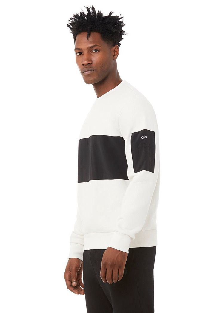 Beige Black Alo Yoga Traverse Men's Pullover | 91820EVSN