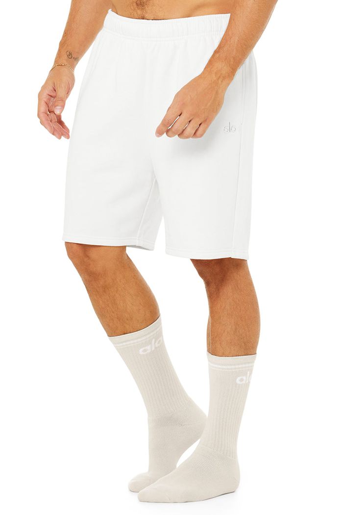 Beige White Alo Yoga Throwback Men's Socks | 72513FHDZ