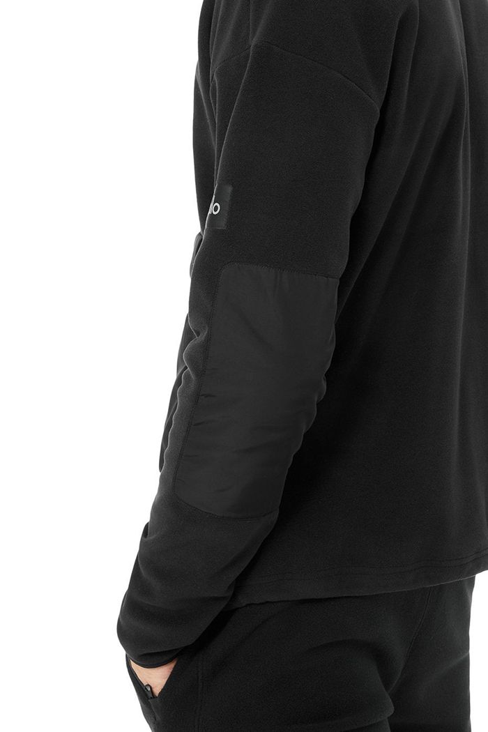 Black Alo Yoga 1/2 Zip Mammoth Polar Men's Pullover | 54982BEXG