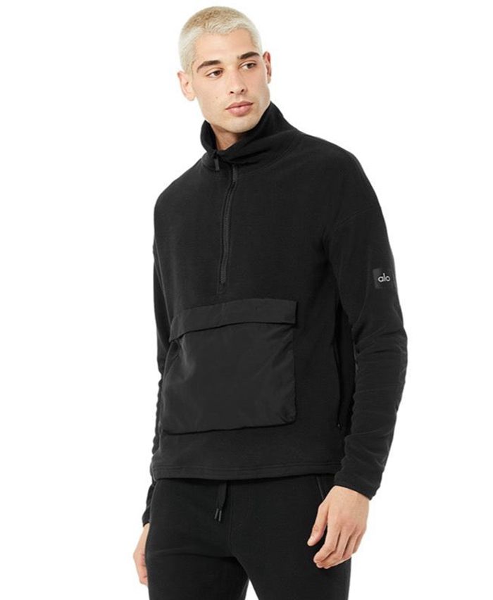 Black Alo Yoga 1/2 Zip Mammoth Polar Men's Pullover | 54982BEXG