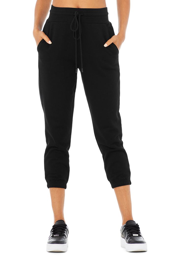 Black Alo Yoga 7/8 Easy Sweat Women\'s Pants | 37908JYOL