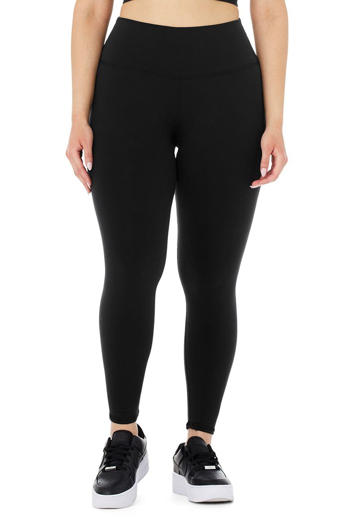 Black Alo Yoga 7/8 High-Waist Airbrush Women's Leggings | 12748MNRV