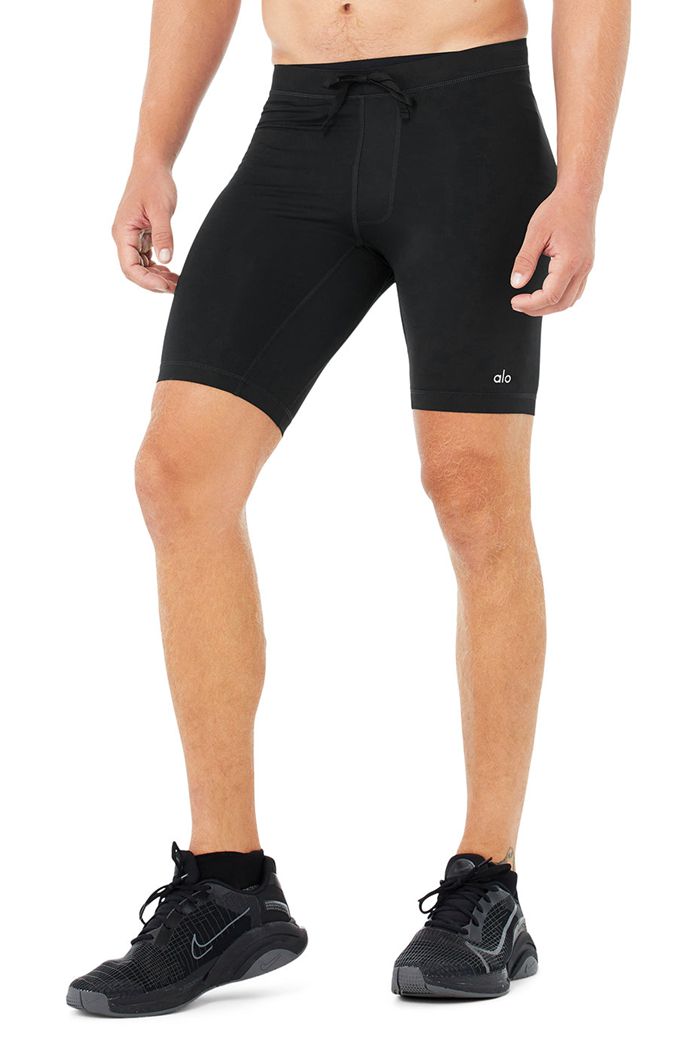 Black Alo Yoga 9 Warrior Compression Men\'s Short | 17492OBNY