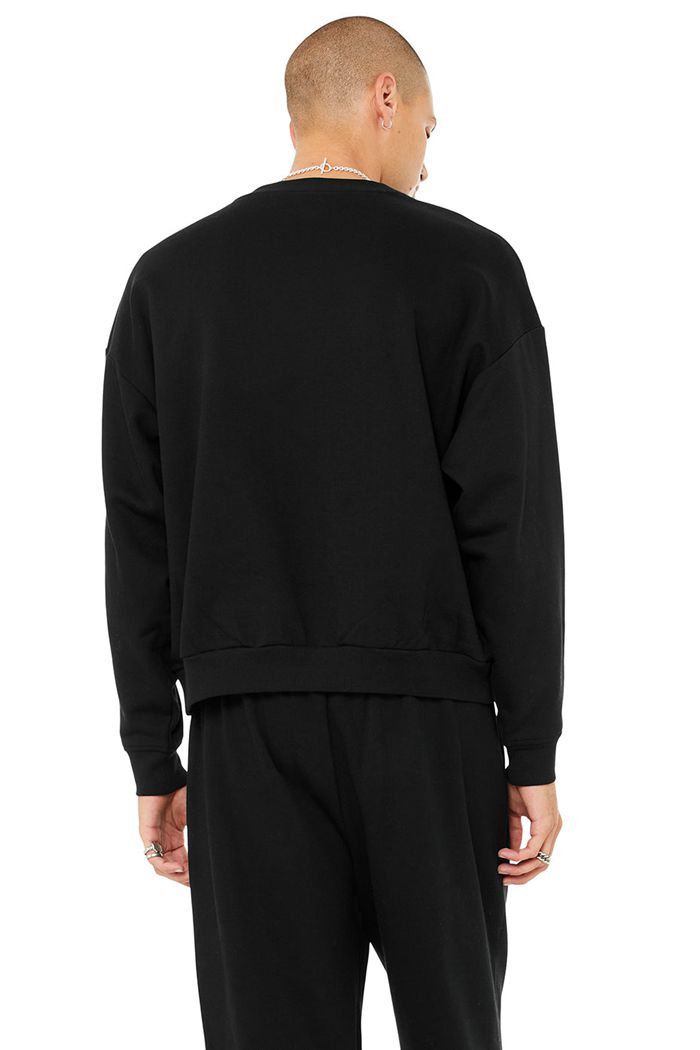 Black Alo Yoga Accolade Crew Neck Men's Pullover | 18620KTPR