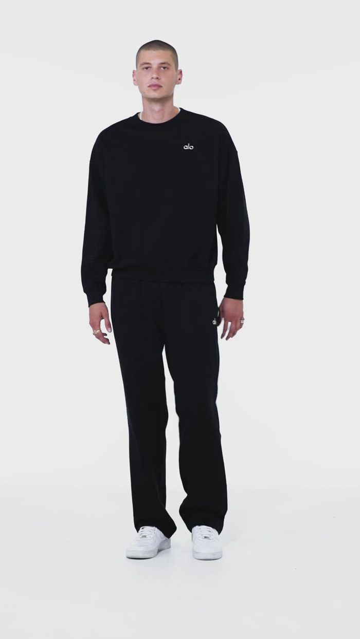 Black Alo Yoga Accolade Crew Neck Men's Pullover | 18620KTPR