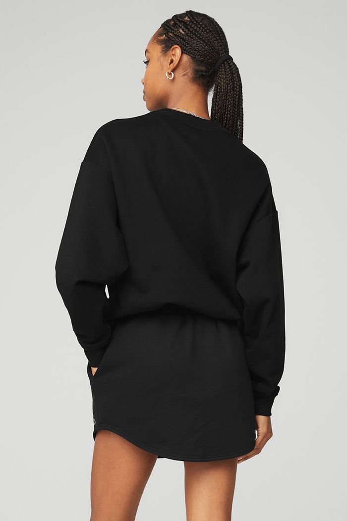 Black Alo Yoga Accolade Crew Neck Women's Pullover | 43815VHYU