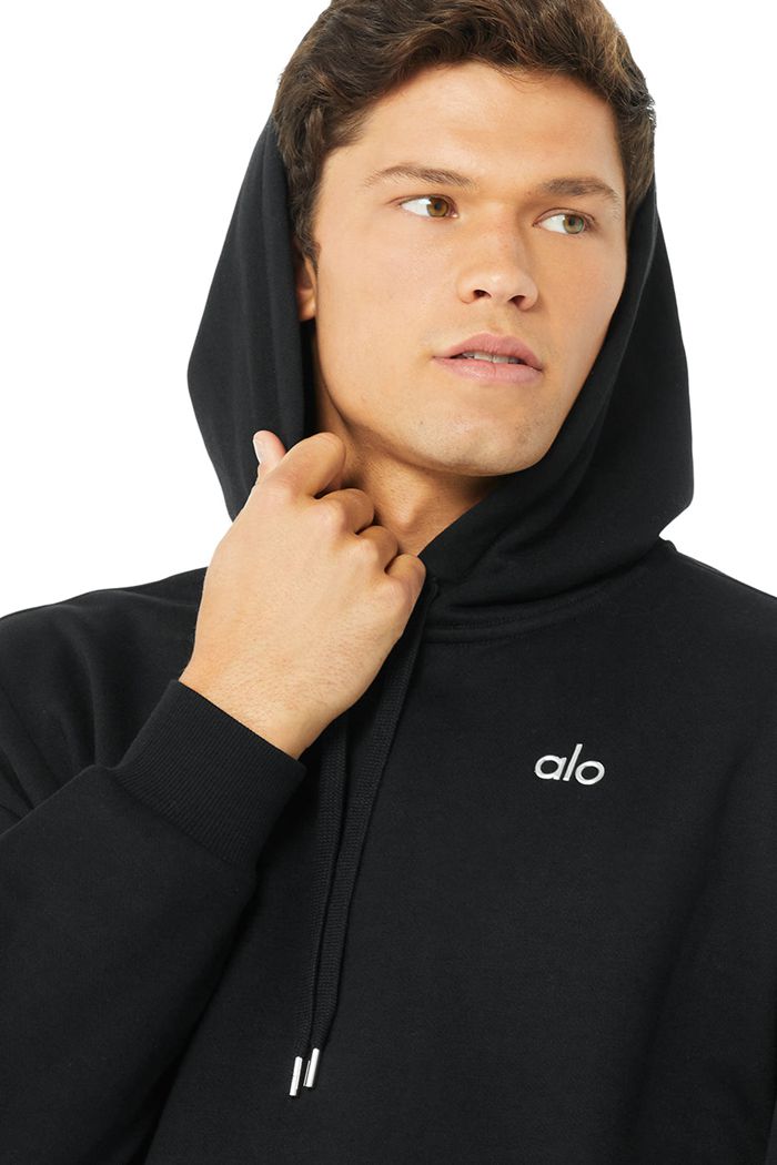 Black Alo Yoga Accolade Men's Hoodie | 20643GNOL