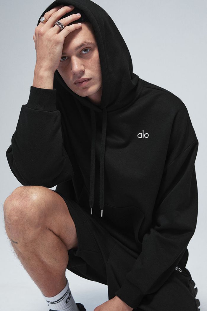 Black Alo Yoga Accolade Men's Hoodie | 20643GNOL