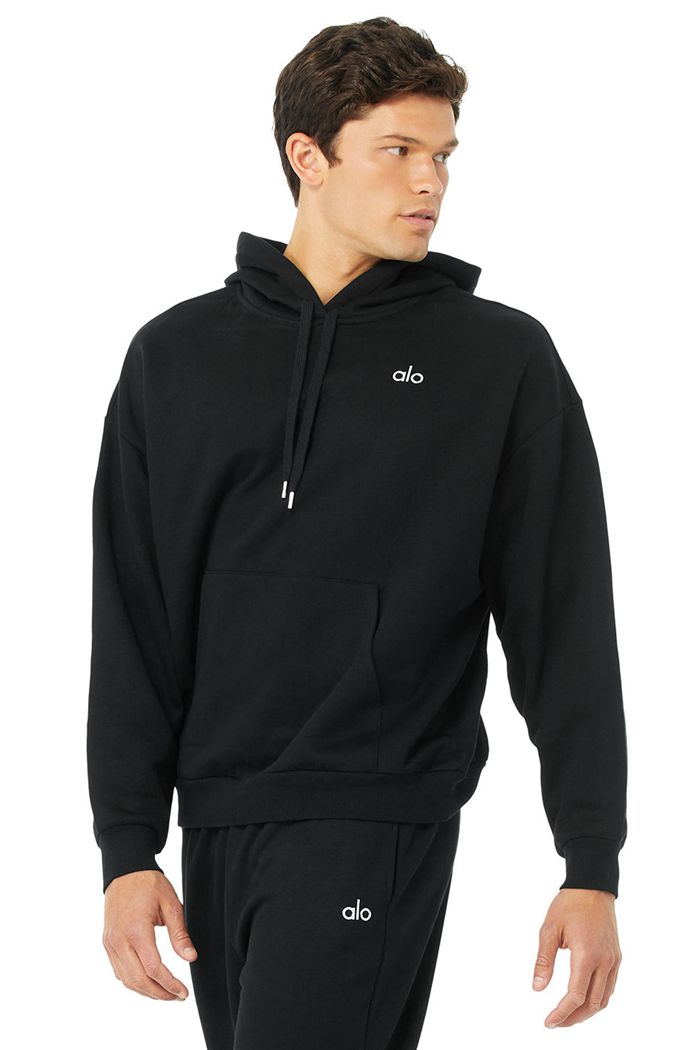 Black Alo Yoga Accolade Men\'s Hoodie | 20643GNOL