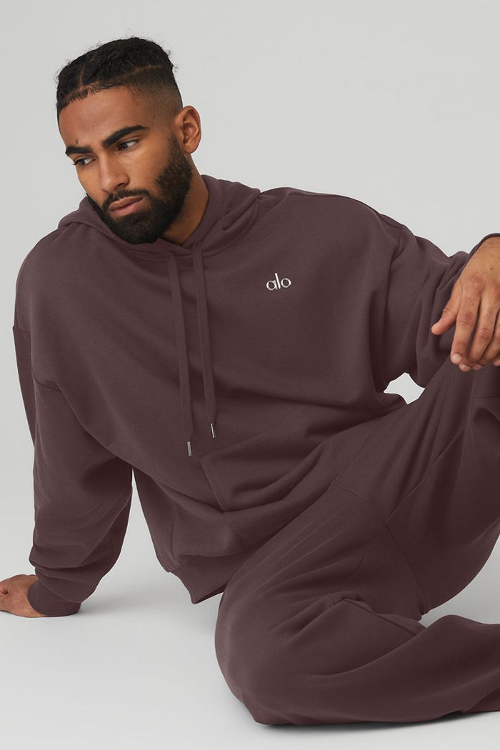 Black Alo Yoga Accolade Men's Hoodie | 59180MENI