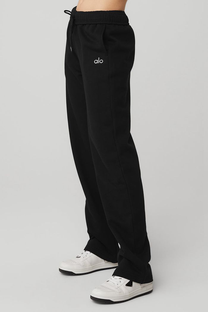 Black Alo Yoga Accolade Straight Leg Sweat Women's Pants | 62748FZUB