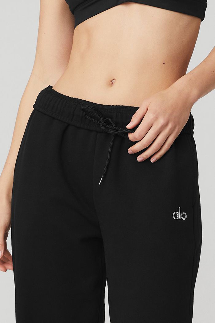 Black Alo Yoga Accolade Straight Leg Sweat Women's Pants | 62748FZUB