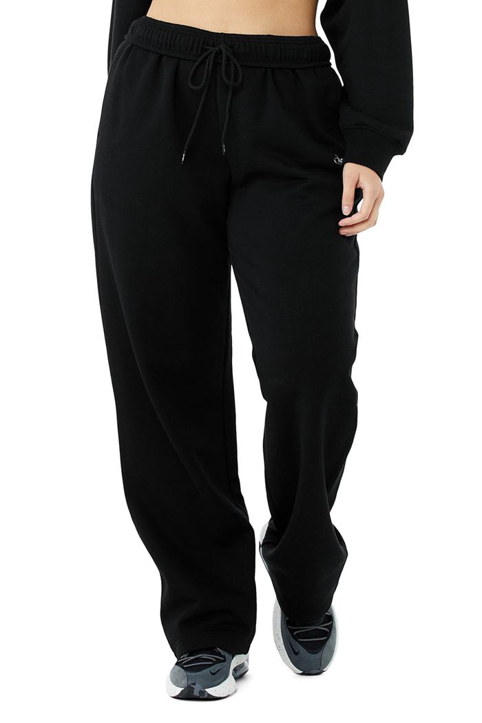 Black Alo Yoga Accolade Straight Leg Sweat Women's Pants | 62748FZUB