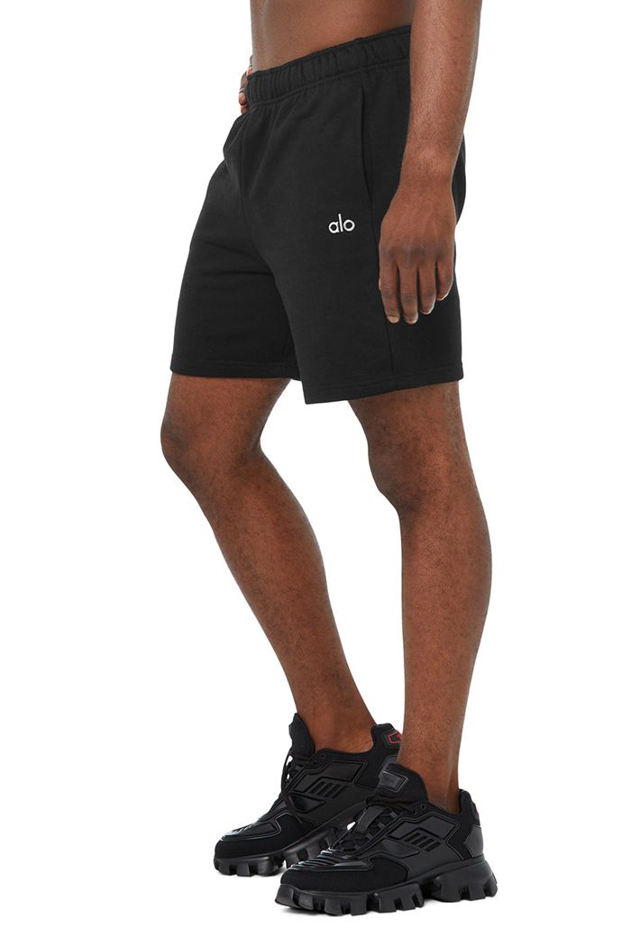 Black Alo Yoga Accolade Sweat Men's Short | 73690IKNG