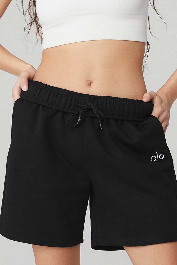 Black Alo Yoga Accolade Sweat Women's Short | 52413UDNF