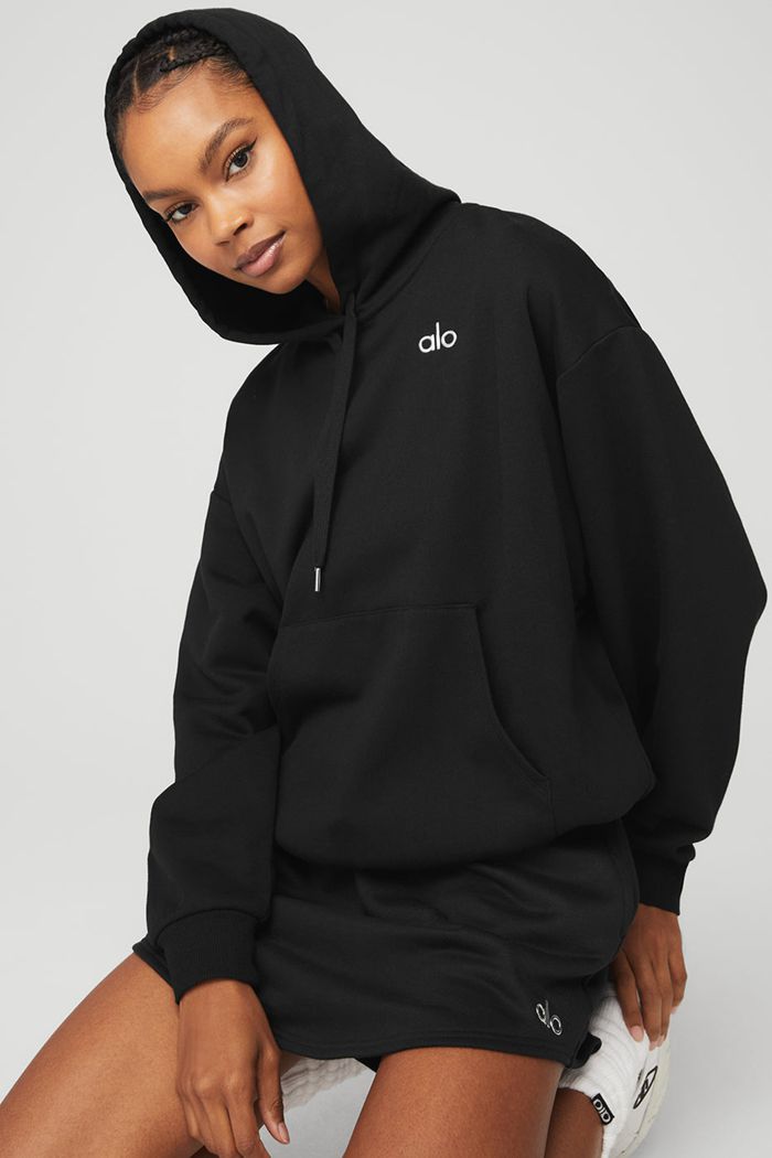 Black Alo Yoga Accolade Women's Hoodie | 42680MGFN