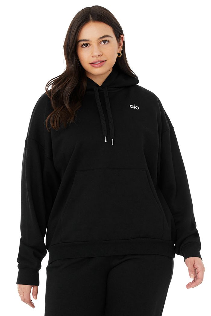 Black Alo Yoga Accolade Women's Hoodie | 42680MGFN