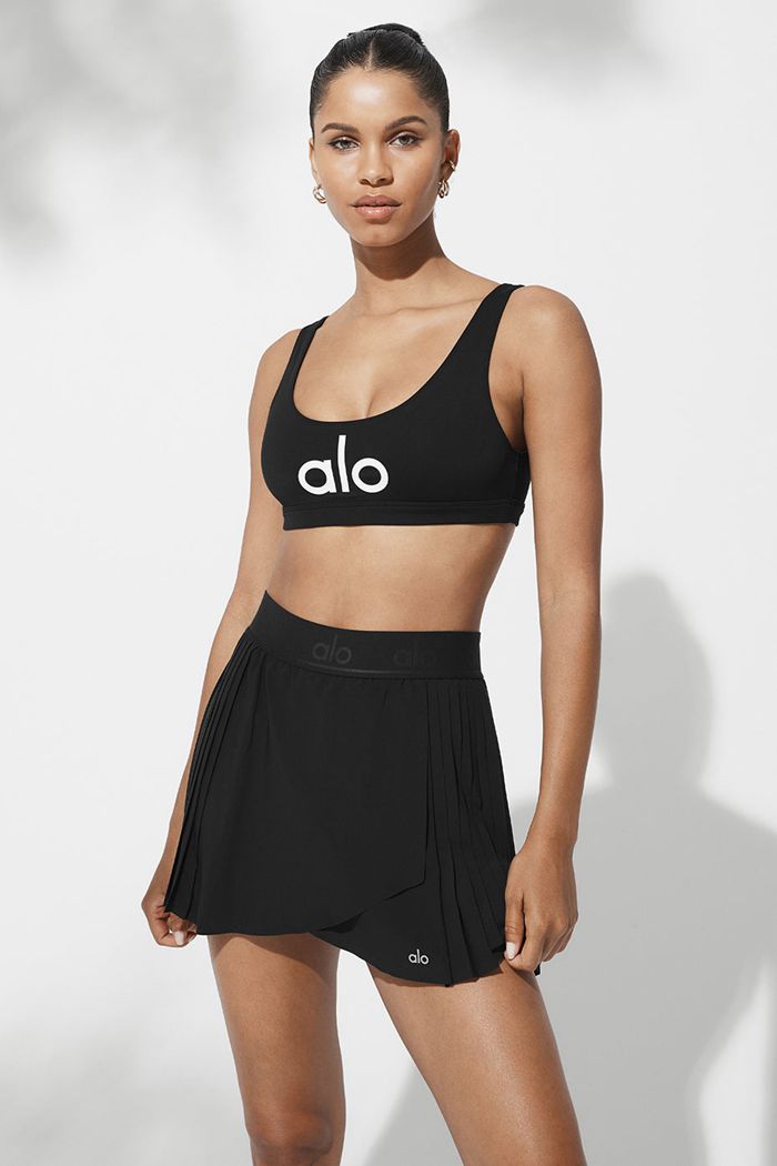 Black Alo Yoga Aces Tennis Women's Skirts | 69148YNUB