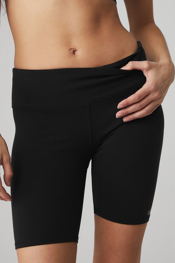 Black Alo Yoga Airbrush Biker Women's Short | 79465BSHF