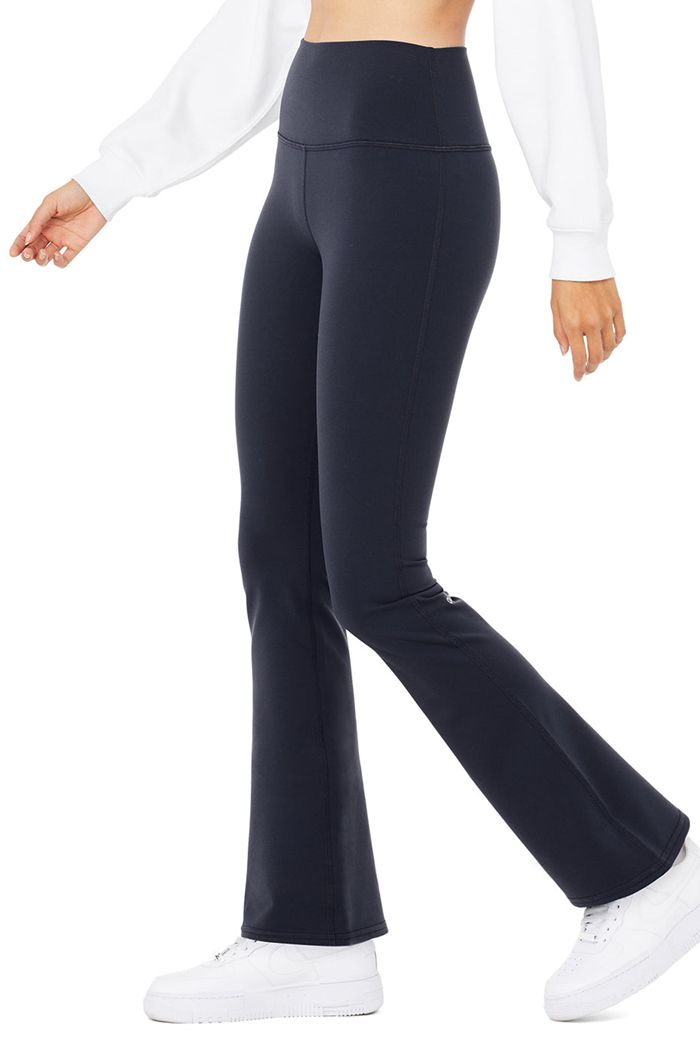 Black Alo Yoga Airbrush High-Waist 7/8 Bootcut Women's Leggings | 21083ZNUS