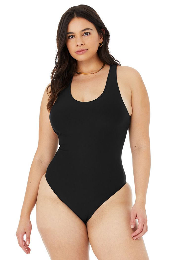 Black Alo Yoga Airlift Barre Women's Bodysuit | 71063ITZD