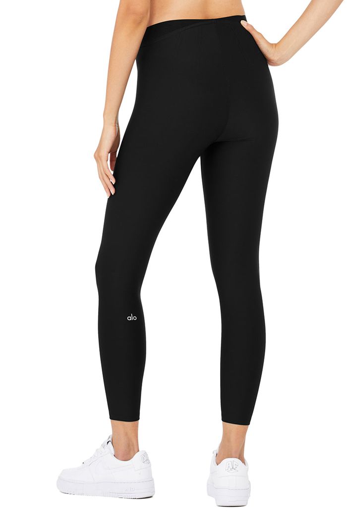 Black Alo Yoga Airlift High-Waist 7/8 Corset Women's Leggings | 10657PTMN