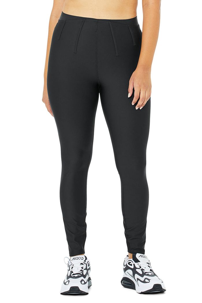 Black Alo Yoga Airlift High-Waist 7/8 Corset Women's Leggings | 10657PTMN