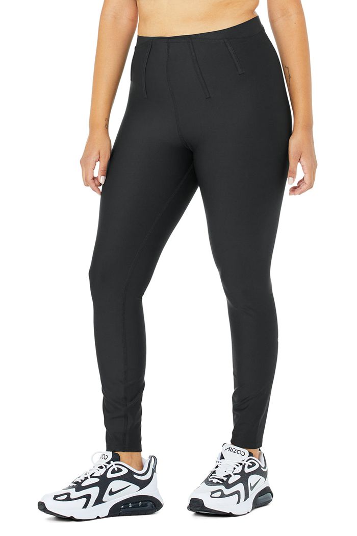 Black Alo Yoga Airlift High-Waist 7/8 Corset Women's Leggings | 10657PTMN