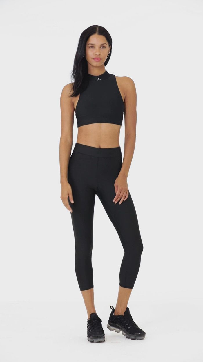 Black Alo Yoga Airlift High-Waist Conceal-Zip Capri Women's Pants | 13925KEUJ