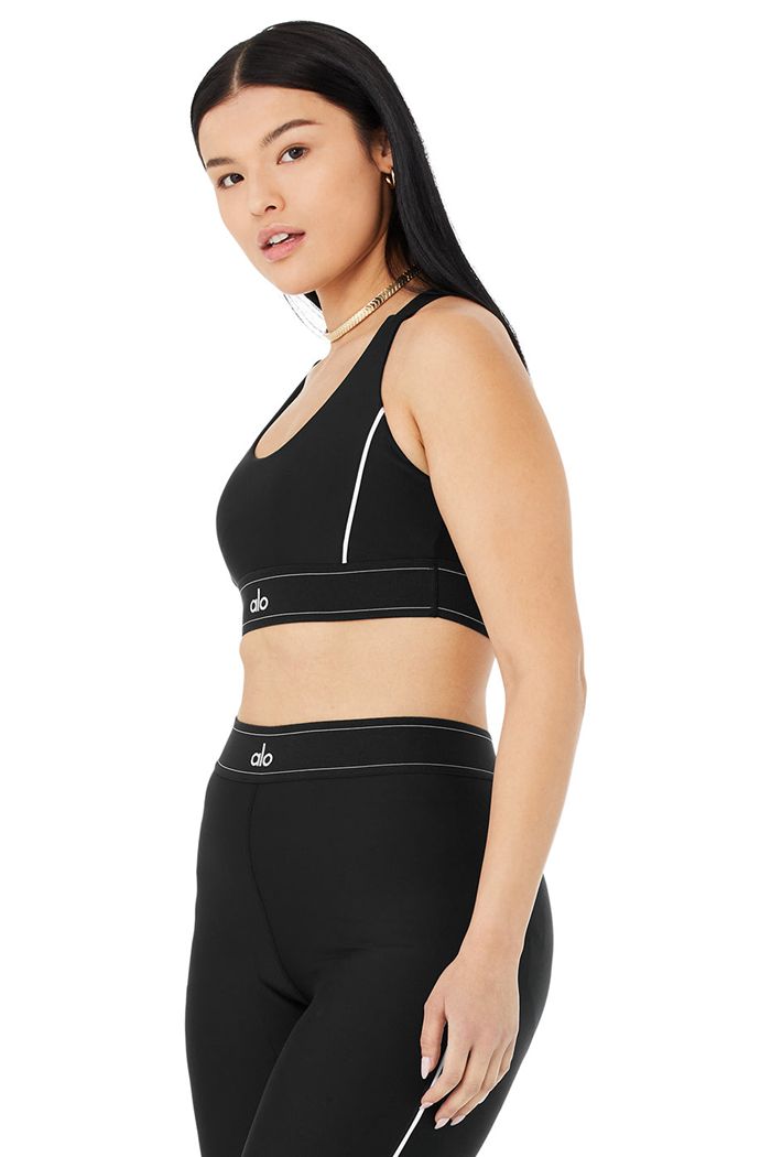 Black Alo Yoga Airlift Suit Up Women's Bras | 72453XLUM