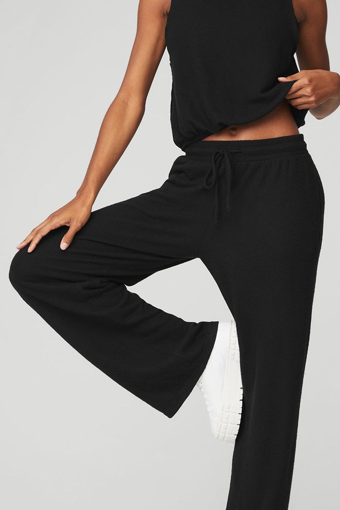 Black Alo Yoga Alolux High-Waist Soho Wide Leg Women's Pants | 38197CPIL