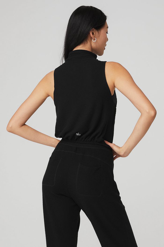 Black Alo Yoga Alolux Soho Mock Neck Women's Vest | 35962ONHX