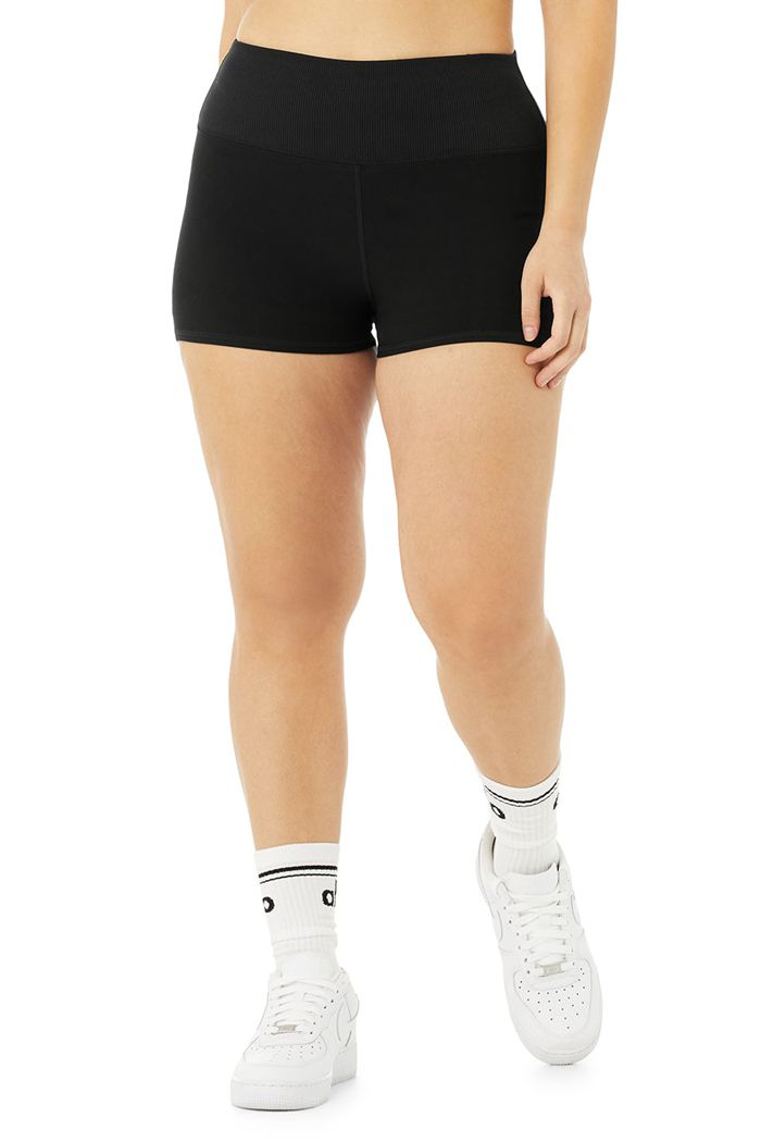 Black Alo Yoga Alosoft Aura Women's Short | 32784NZJS