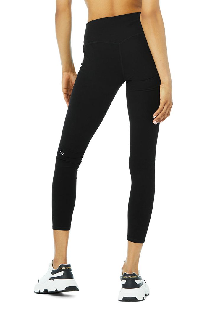 Black Alo Yoga Alosoft High-Waist 7/8 Highlight Women's Leggings | 32859IZHM