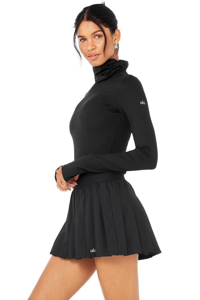 Black Alo Yoga Alosoft Protection Turtleneck Women's Long Sleeve | 35608BFOE