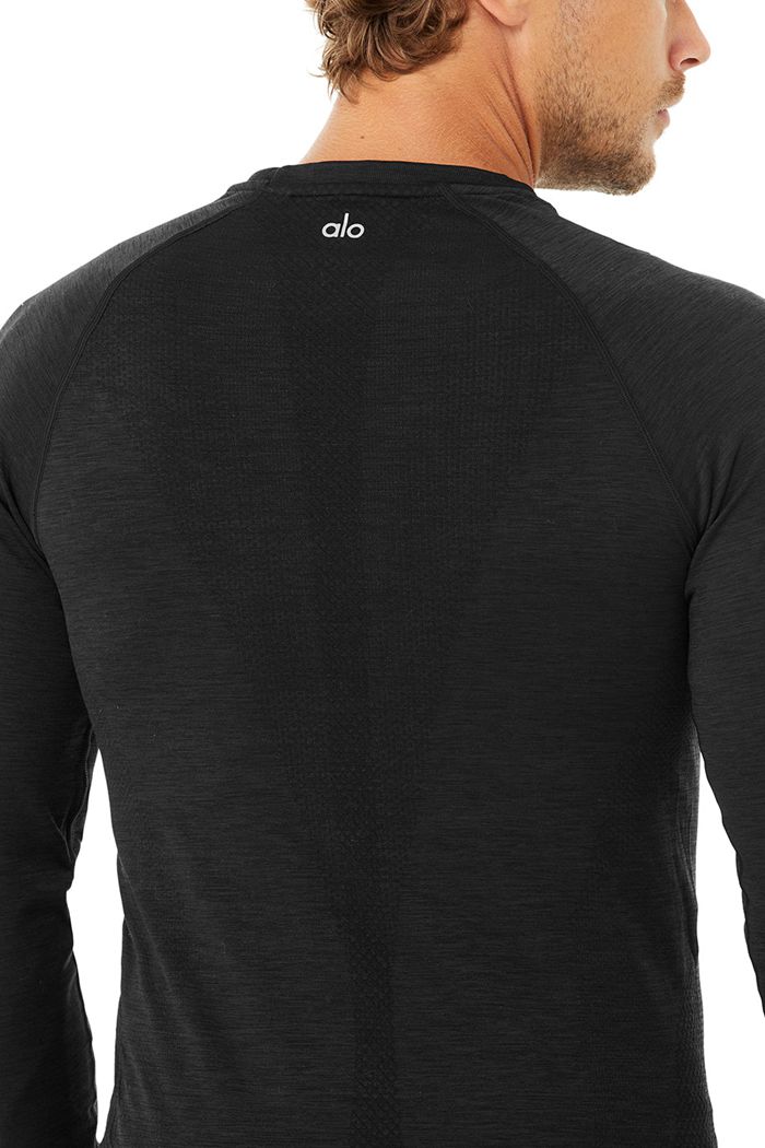 Black Alo Yoga Amplify Seamless Men's Long Sleeve | 79145MYCI