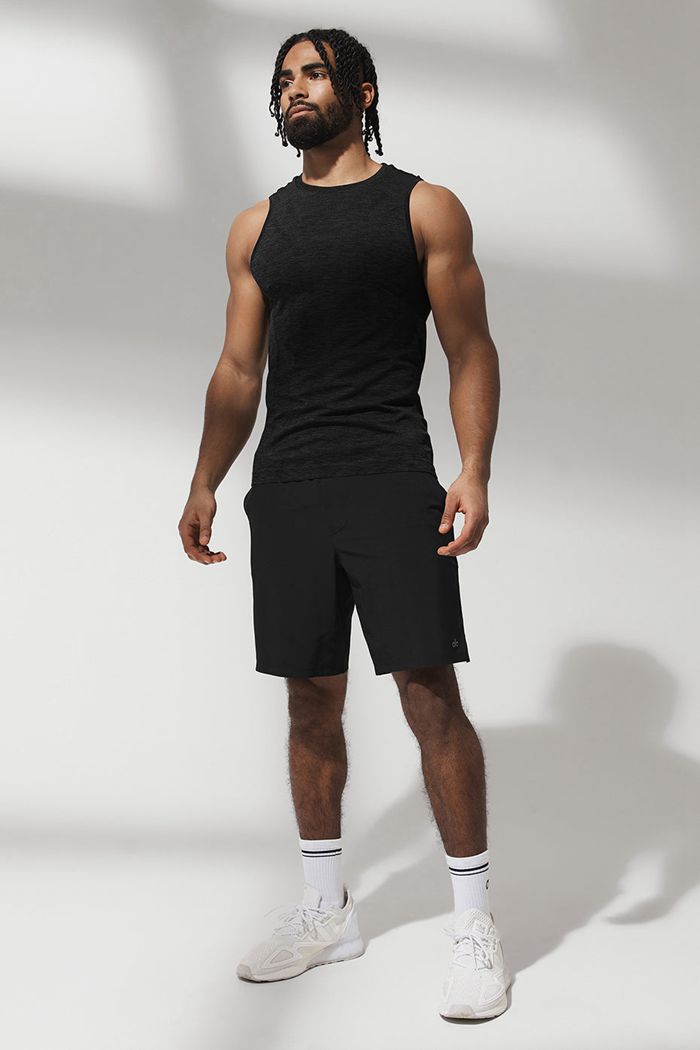 Black Alo Yoga Amplify Seamless Muscle Men's Tank Tops | 43891LACH