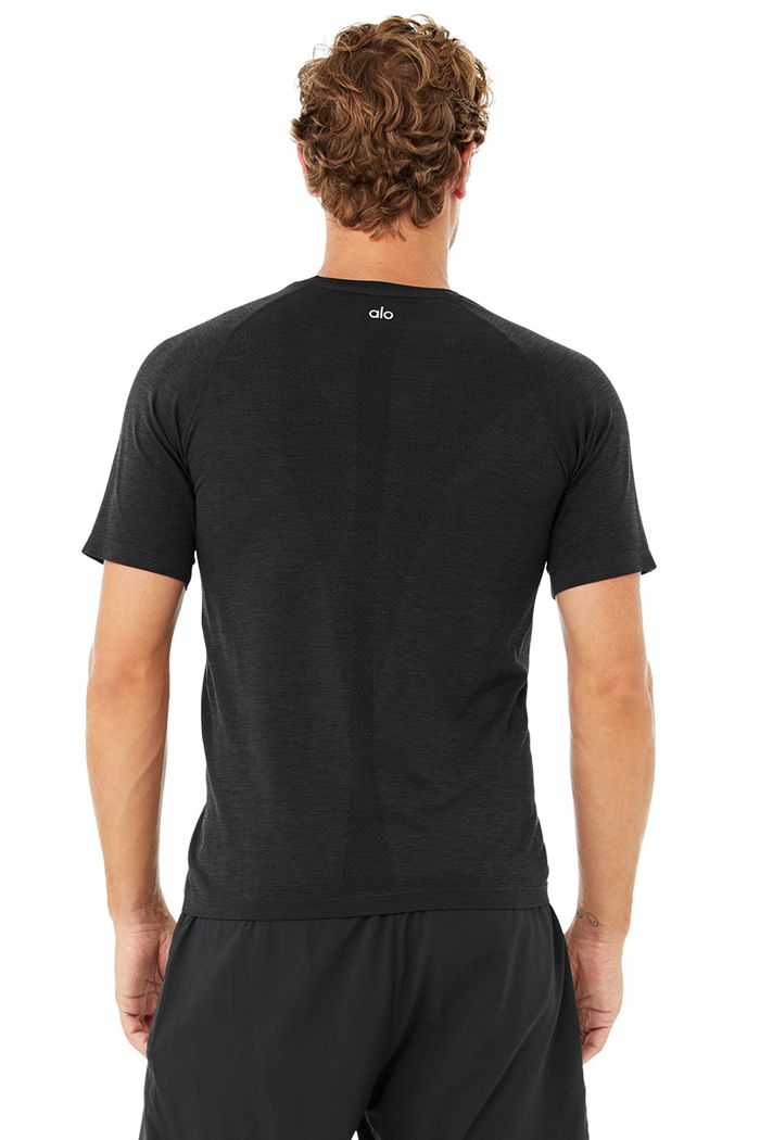 Black Alo Yoga Amplify Seamless Tee Men's Short Sleeve | 29580NBSY