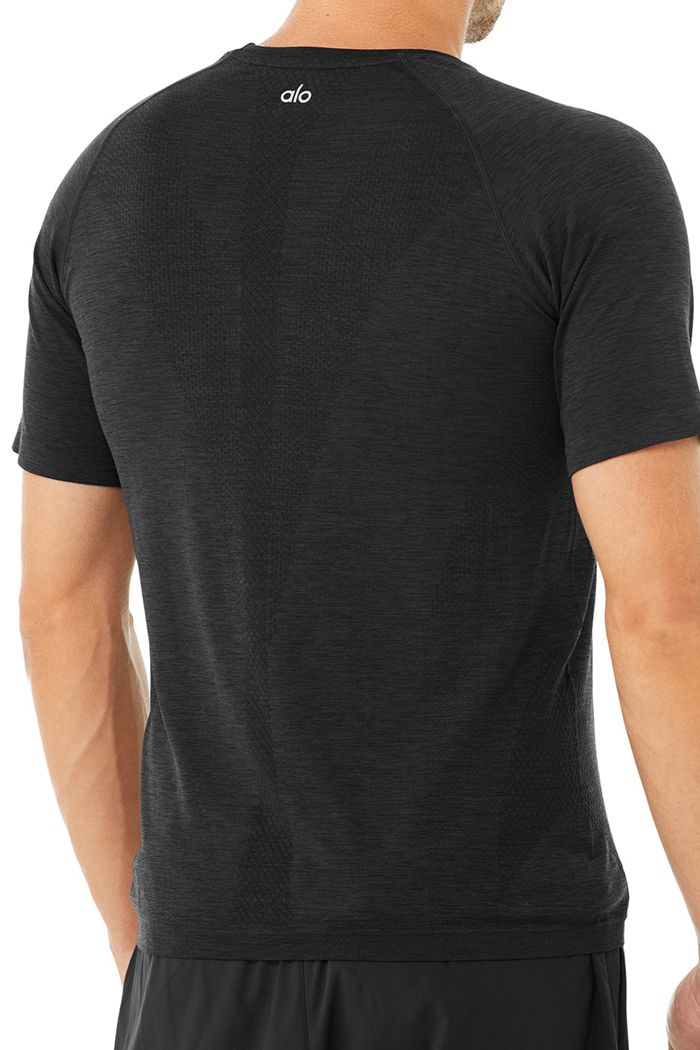 Black Alo Yoga Amplify Seamless Tee Men's Short Sleeve | 29580NBSY